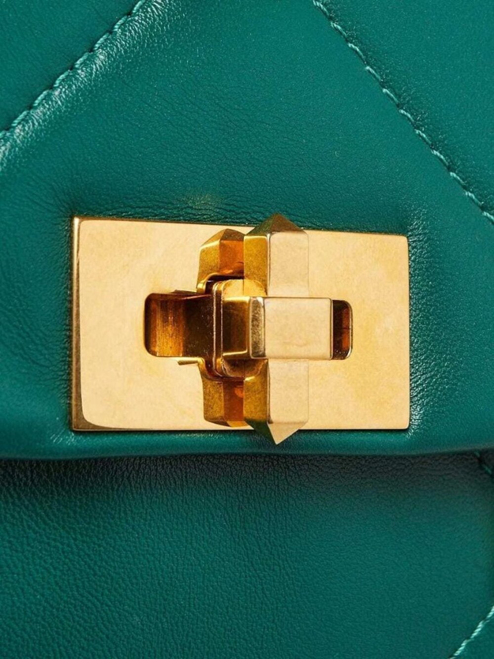 Valentino Jungle Green Nappa Leather Roman Stud Medium Shoulder Bag - Picture 5 of 10